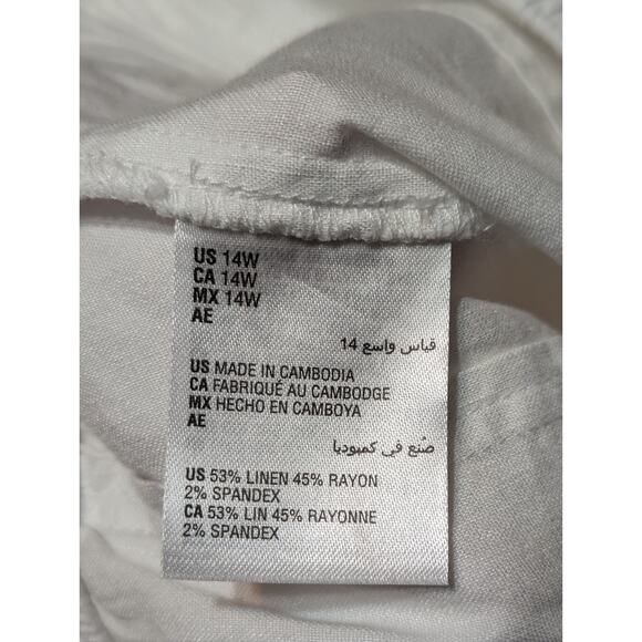 INC International Concepts Pants Womens 14W White Linen Blend Wide Leg Pull On - Picture 8 of 8